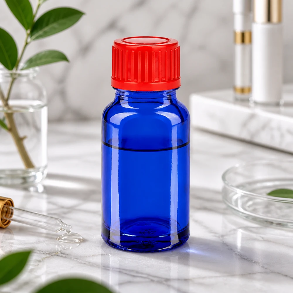 Flacone da 10ml 11mm SV rosso STD BlueLine UT18/10 Versatile flacone in vetro blu da 10 ml per applicazioni farmaceutiche, cosmetiche e industriali