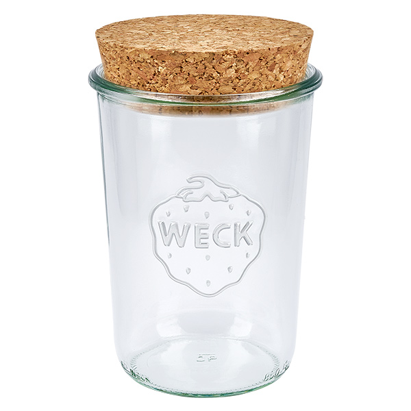 Bicchieri da 850 ml WECK RR100 con tappo in sughero naturale