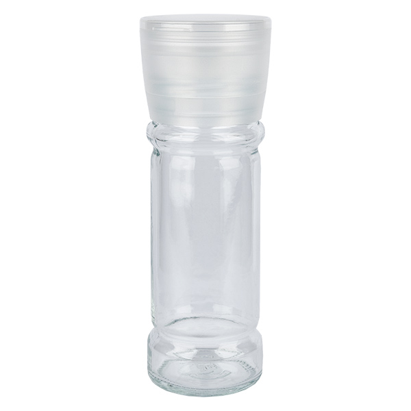 Barattolo per sale/spezie 100ml con macinino (grossolano) bianco