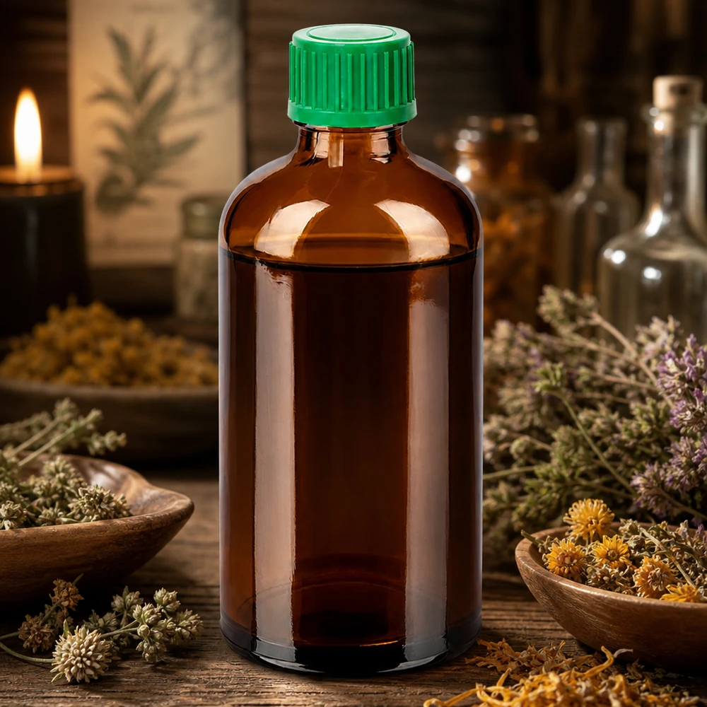Bottiglia da 100ml 11mm SV verde OV BrownLine UT18/100 Robusto flacone in vetro da 100 ml di colore marrone con tappo verde per estratti e rimedi erboristici