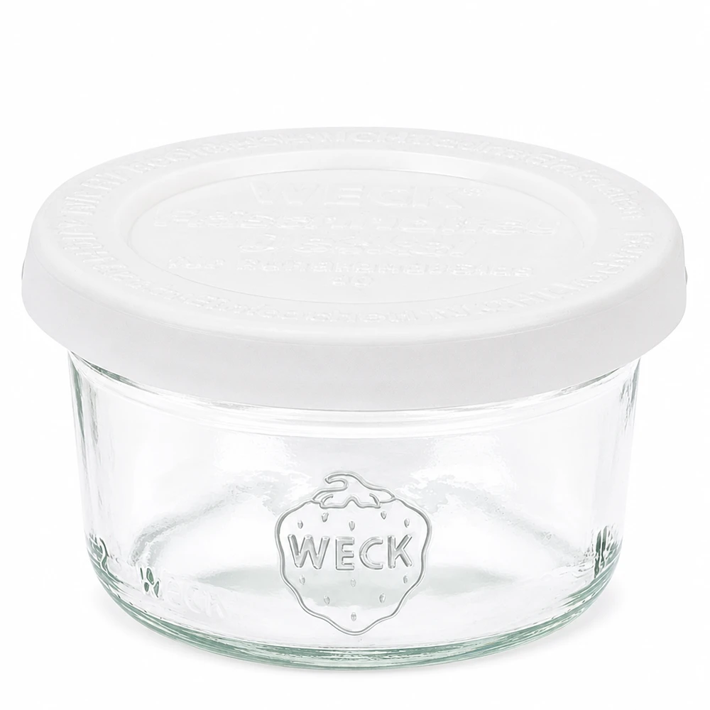 Vaso da 50 ml WECK RR60 con coperchio in vetro bianco per la conservazione e lo stoccaggio