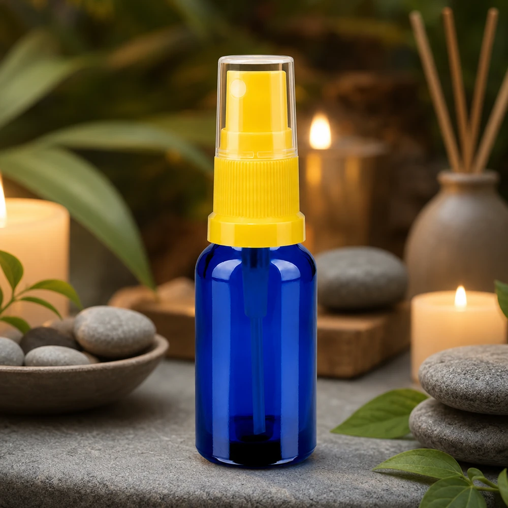 Flacone spray da 20 ml giallo/trasparente STD BlueLine UT18/20 Flacone a pompa da 20 ml con nebulizzazione fine per cosmetici fai da te BlueLine UT18/20