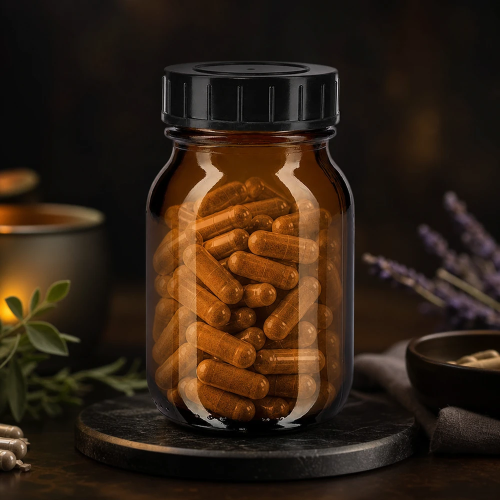 Bottiglia a collo largo da 75ml in vetro ambrato con tappo a vite Flacone da farmacista da 75 ml in vetro ambrato con protezione UV e tappo nero ermetico