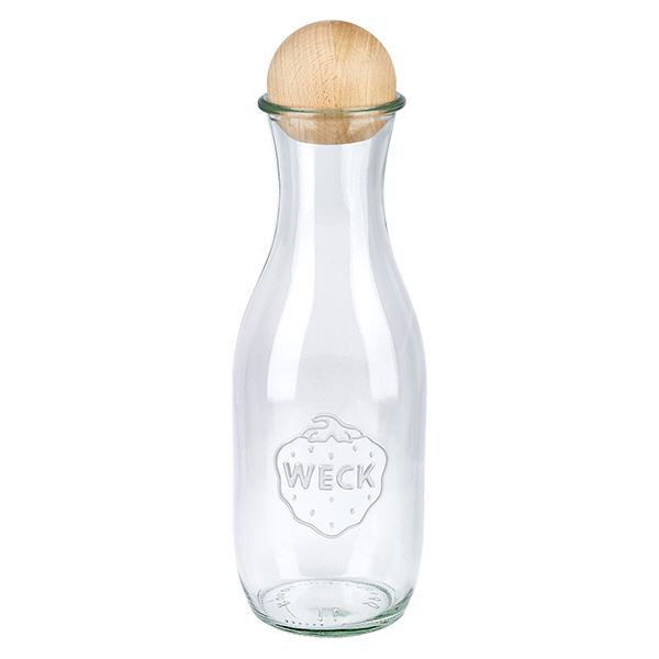 Bottiglia di succo da 1062 ml WECK RR60 con sfera in legno di faggio