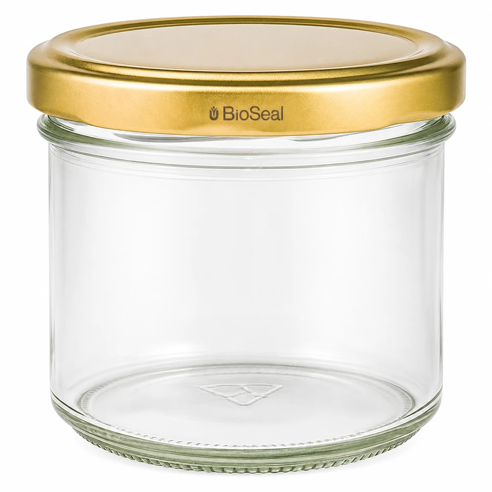 UNiTWIST Sturz125 con coperchio dorato. Coperchio TO66 BioSeal UNiTWIST 125ml con coperchio dorato TO66 BioSeal - barattolo per marmellate e conserve