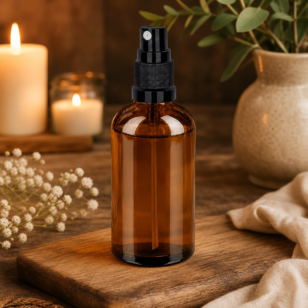 Flacone spray da 100 ml nero STD BrownLine UT18/100 Flacone spray compatto da 100 ml, di colore marrone, per l'utilizzo in viaggio e in mobilità di spray e nebulizzatori