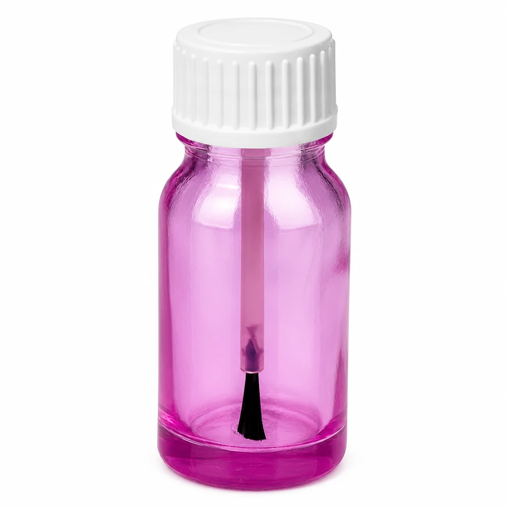 Flacone a pennello da 10ml PurpleLine UT18/10 standard bianco Flacone a pennello compatto da 10 ml in vetro viola con tappo a vite bianco