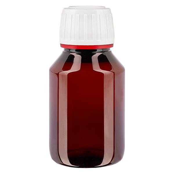 Bottiglia in PET da 50 ml con tappo flip-top bianco. Bottiglia in PET da 50 ml con tappo flip-top bianco.