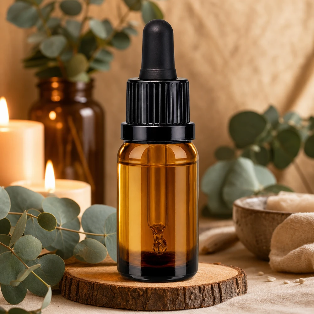 Flacone per pipette da 10 ml nero OV BrownLine UT18/10 Flacone a pipetta compatto da 10 ml in un elegante colore marrone con pratico sistema di contagocce per una porzionatura precisa