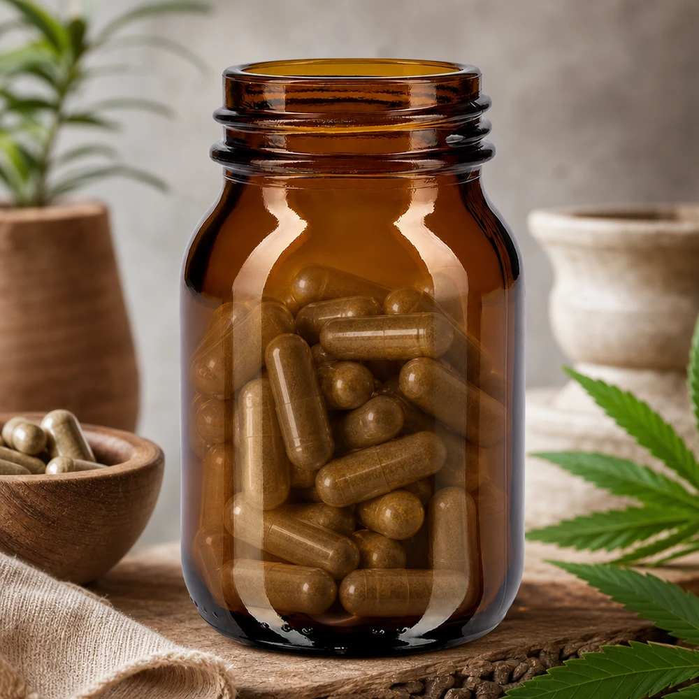 Bottiglia a collo largo da 75 ml in vetro ambrato con finitura del collo DIN 40 Bottiglia di vetro compatta da 75 ml in marrone con ampia apertura, ideale per gli integratori alimentari