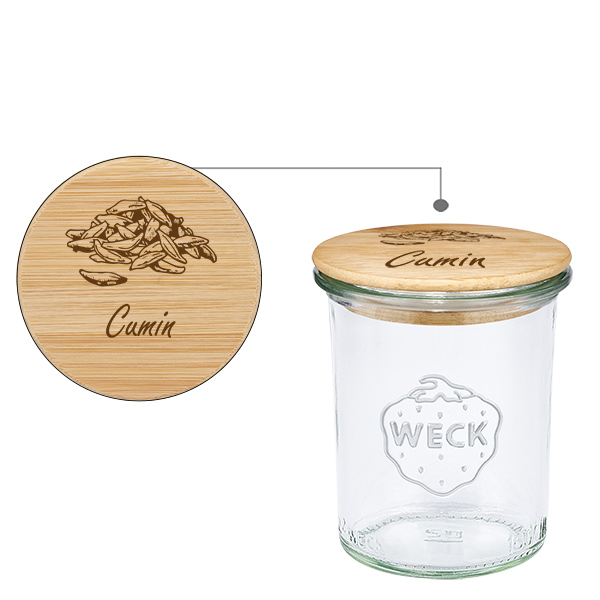 Cestello in legno "Cumin" con verre WECK 160ml