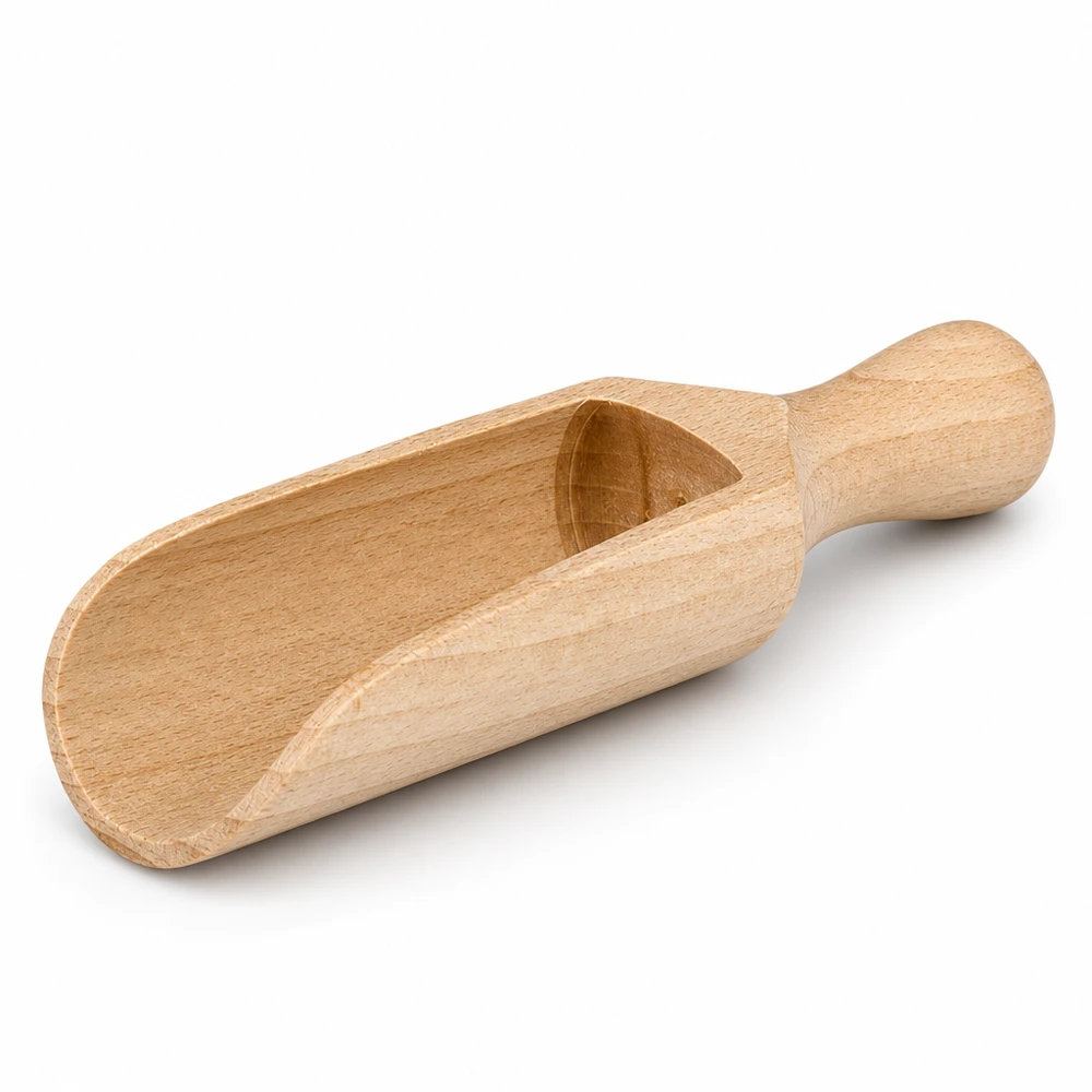 Pala in legno M 14 cm a vista singola con venature del legno a vista e manico ergonomico per una presa ottimale