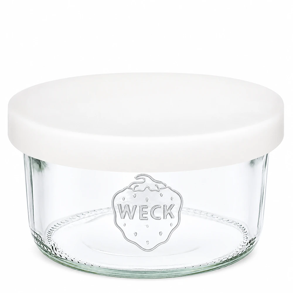 Vaso da 165 ml WECK RR80 con coperchio in silicone bianco Vaso per conserve trasparente