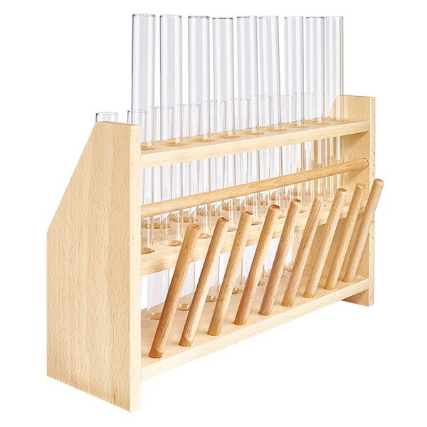 Portaprovette in legno con 18 provette più calce sodata 160x16