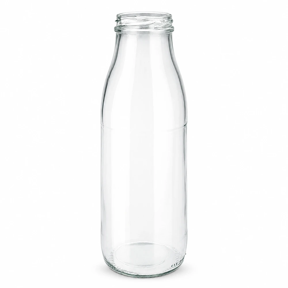 Bottiglia di vetro da 500 ml senza coperchio (TO48) UNiTWIST 500ml Glasflasche ohne Deckel transparent TO48 UNiTWIST für Milch Saft und Getränke aus hochwertigem Glas