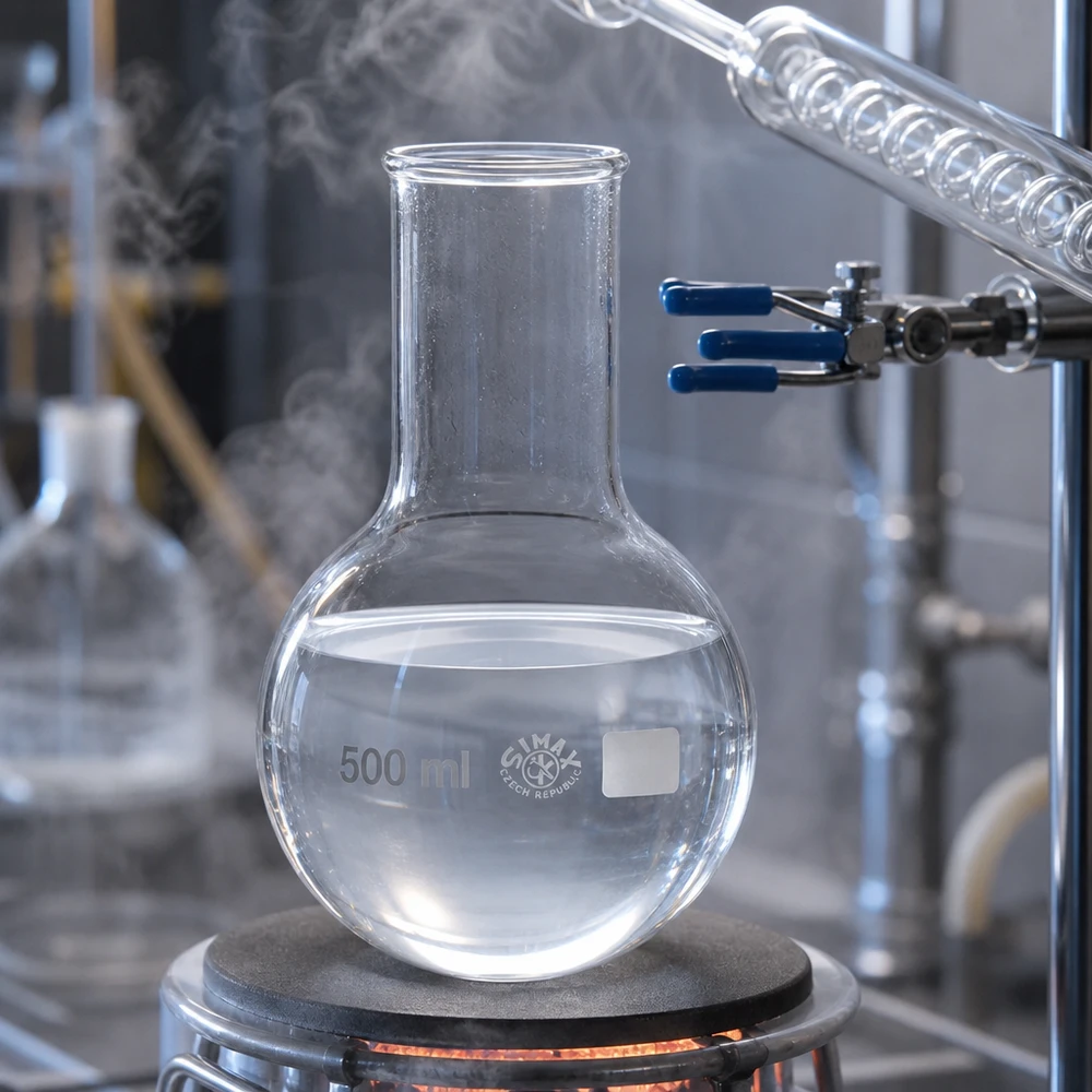 Pallone a fondo tondo da 500 ml a collo largo con stantuffo da laboratorio per applicazioni professionali nella ricerca