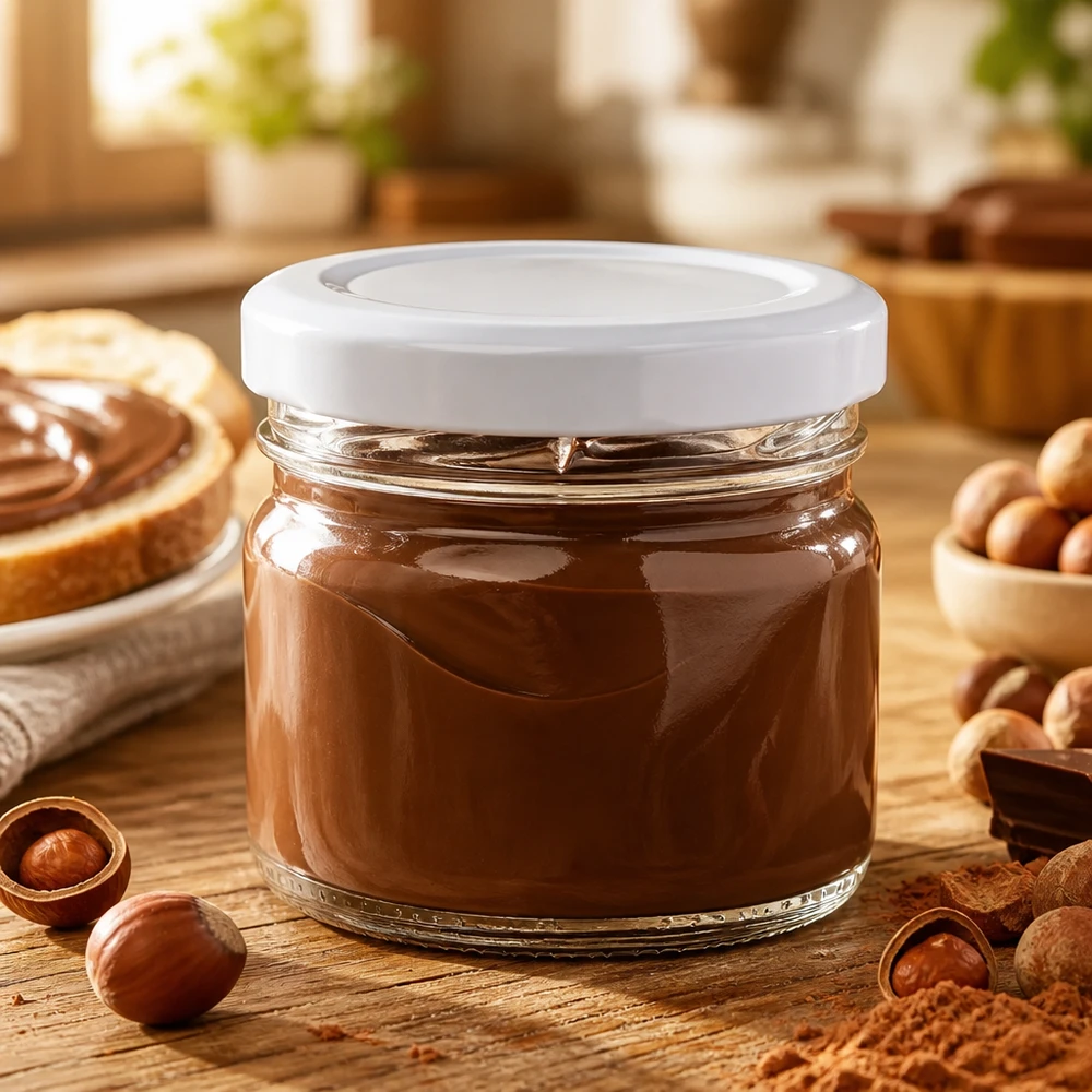 Vasetto monodose UNiTWIST da 33 ml con coperchio bianco BasicSeal, ideale per torrone e creme al cacao