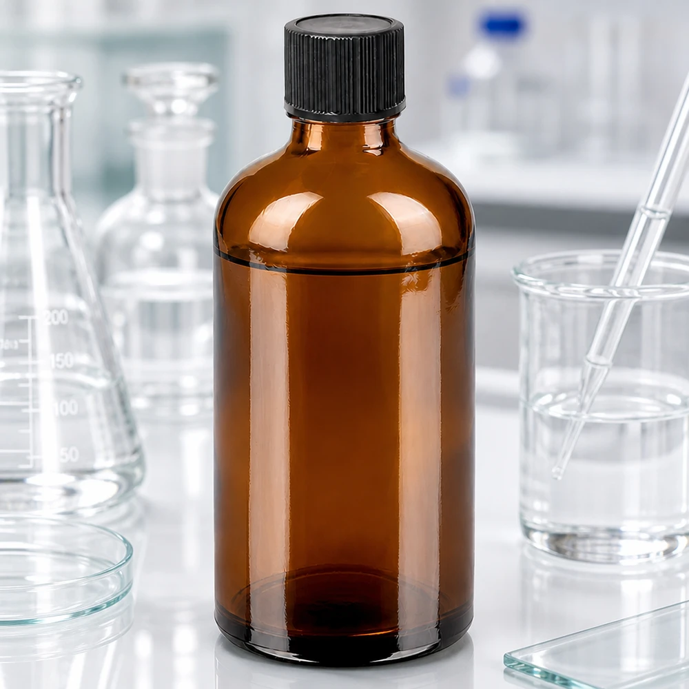 Flacone contagocce da 100 ml 1 mm nero STD BrownLine UT18/100 Flacone medico in vetro ambrato da 100 ml con tappo contagocce igienico nero per ambulatori