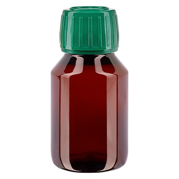 Bottiglia in PET da 50 ml con tappo verde OV Bottiglia in PET da 50 ml con tappo verde OV