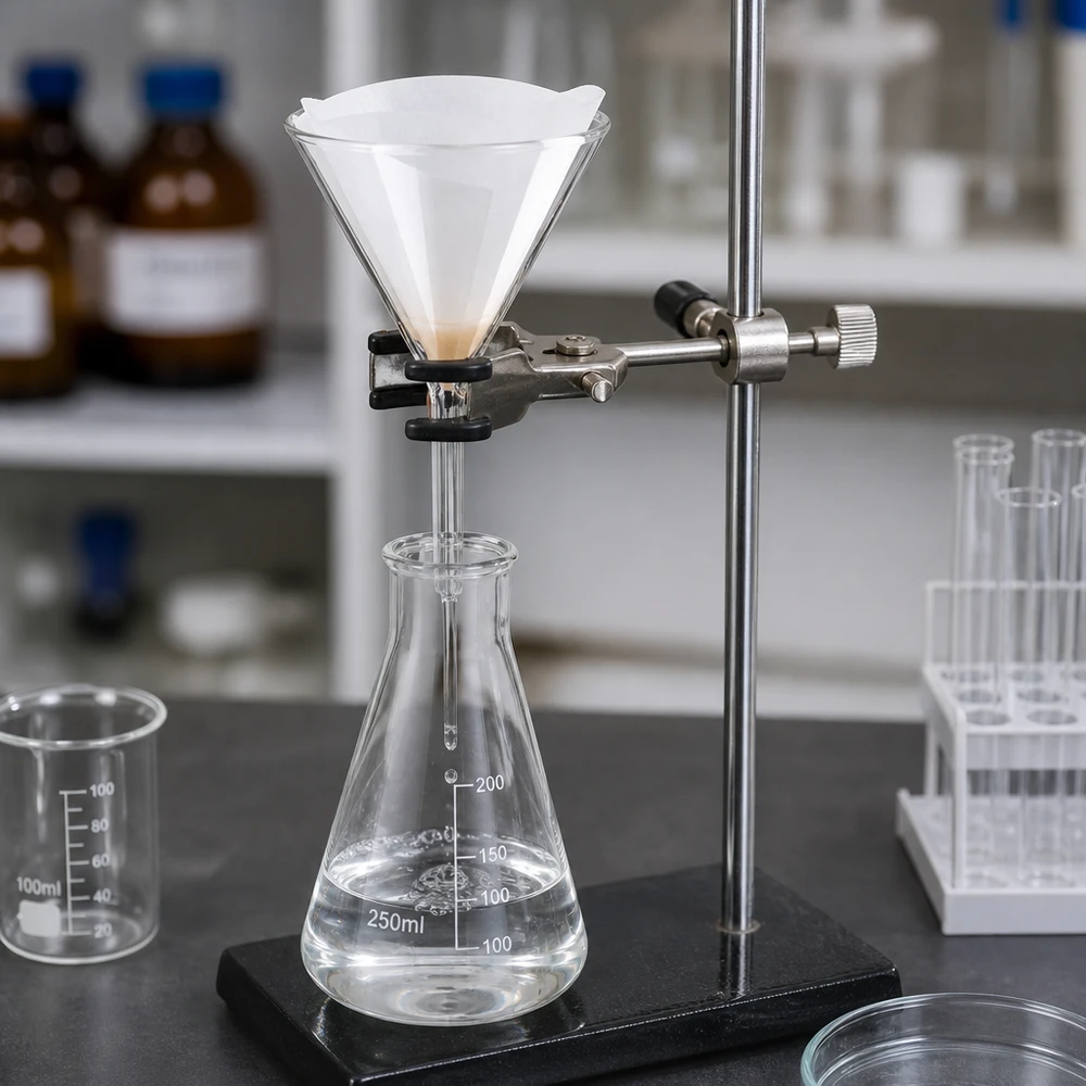 Imbuto Ø 85mm in borosilicato angolo 60 corto Imbuto in borosilicato resistente al calore di 85 mm di diametro con angolo di 60 gradi per lavori di laboratorio