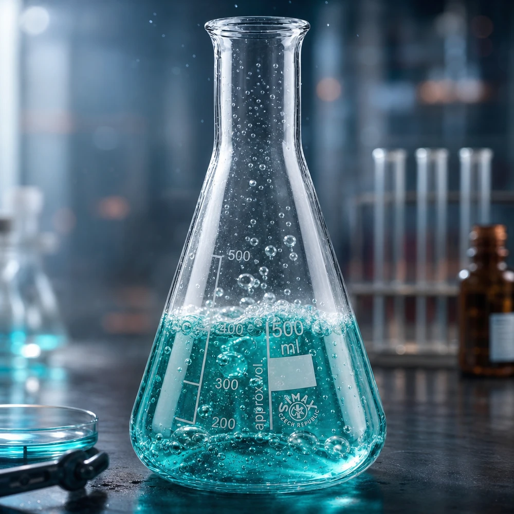 Beuta da 500 ml a collo stretto Matraccio Erlenmeyer 500ml in vetro trasparente da laboratorio con scala di volume per esperimenti scientifici
