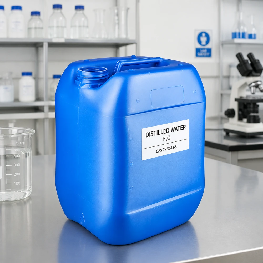 Tanica da 10 litri, blu, senza tappo, per acqua distillata da laboratorio