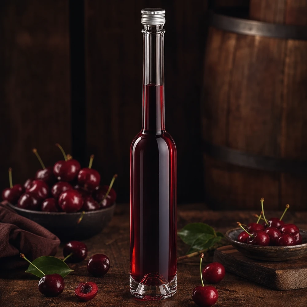 Bottiglia in vetro da 100 ml Toni senza tappo a vite UNiTWIST® Bottiglia in vetro Toni da 100 ml con tappo a vite argentato - ideale per il liquore alla ciliegia e i liquori alla frutta fatti in casa