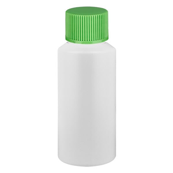Flacone farmaceutico HDPE 30ml bianco, con tappo verde SV Flacone farmaceutico HDPE 30ml bianco, con tappo verde SV