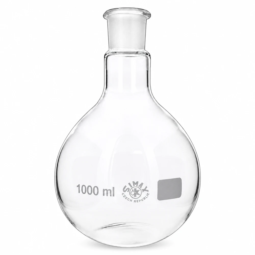 Pallone da 1000ml con giunto standard smerigliato (29/32) Pallone in vetro da 1000ml di forma rotonda con collo smerigliato 29/32 per chimica analitica