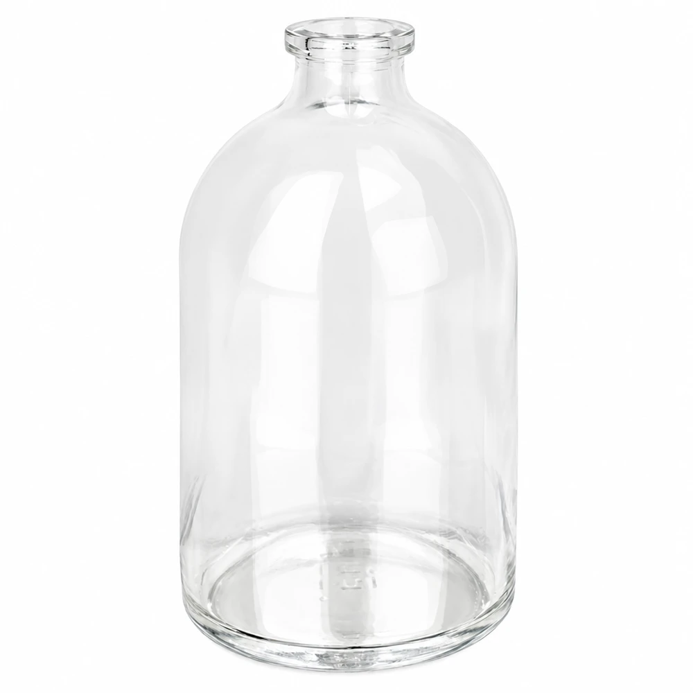 Flacone per iniezione in vetro trasparente 100ml Pharmazeutische Injektionsflasche 100ml aus klarem Glas in Apothekerflaschform