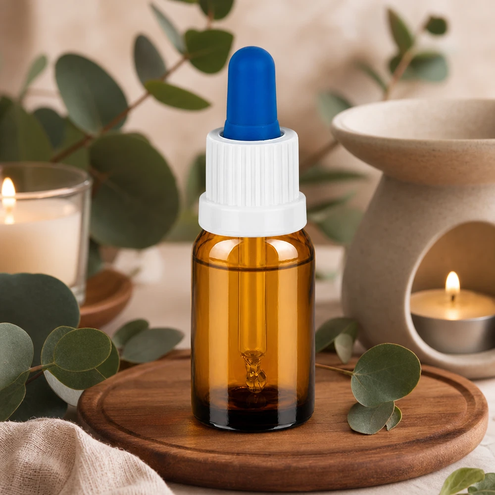 Bottiglia per pipette da 10 ml bianco/blu OV BrownLine UT18/10 Flacone per pipette da 10 ml di alta qualità BrownLine con protezione UV e preciso puntale di dosaggio blu