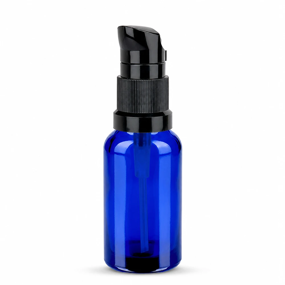 Flacone a pompa da 20 ml nero STD BlueLine UT18/20 Pratico flacone dosatore 20ml nero STD BlueLine UT18/20 per cosmetici