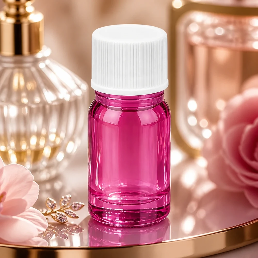 Bottiglia da 5ml con tappo a vite 11mm bianco standard PurpleLine UT18/5 Elegante flacone di design da 5 ml in viola con tappo opaco per esclusivi prodotti per la cura della pelle