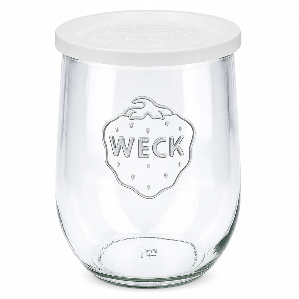 WECK vaso a tulipano 1062ml con coperchio bianco freschezza RR100 vaso per conserve con logo trasparente