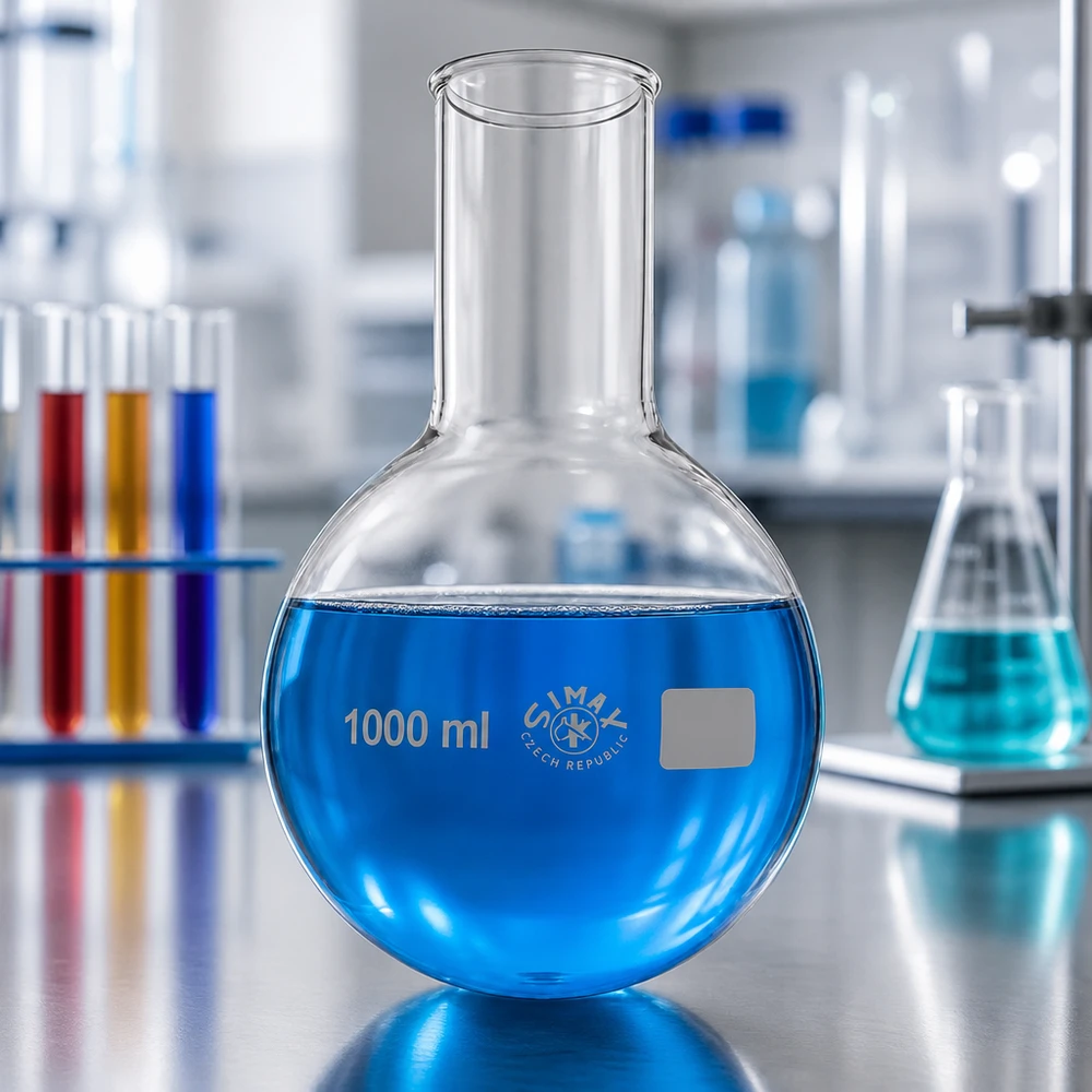 Pallone in vetro resistente al calore da 1000 ml con ampia apertura per applicazioni di laboratorio