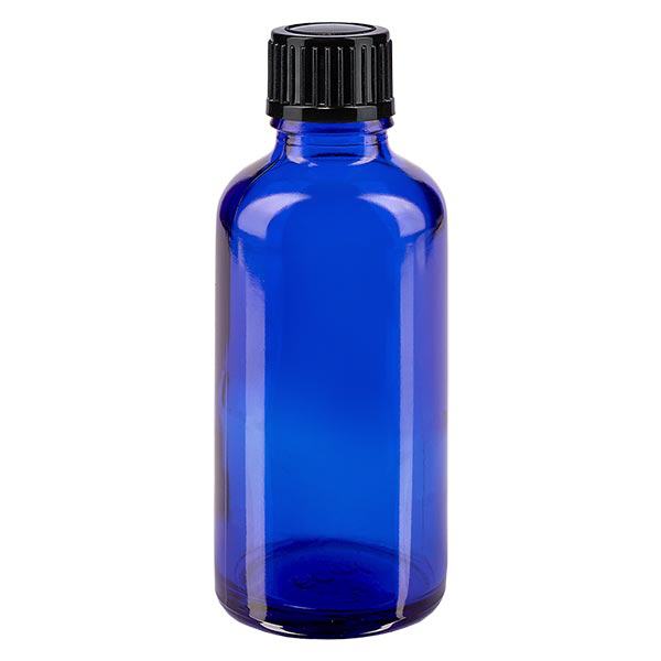 Bottiglia da farmacia blu da 50ml. SV STD nero/11mm ApoGlas Bottiglia da farmacia blu da 50ml. SV STD nero/11mm ApoGlas