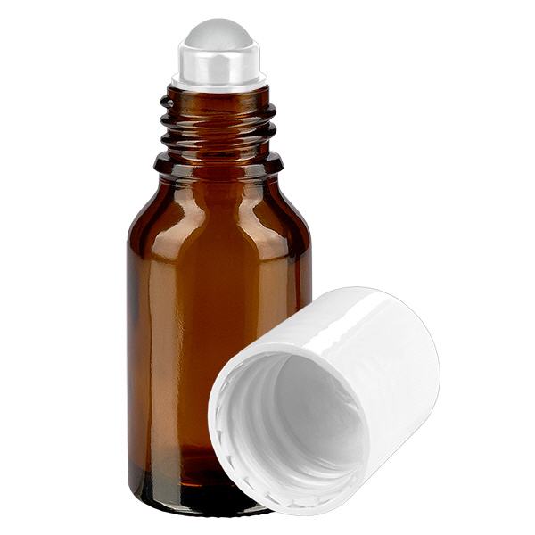 Bottiglia da farmacia marrone 15ml tappo roll-on bianco