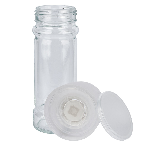 Barattolo per sale/spezie 100ml con macinino (grossolano) bianco Barattolo per sale/spezie 100ml con macinino (grossolano) bianco