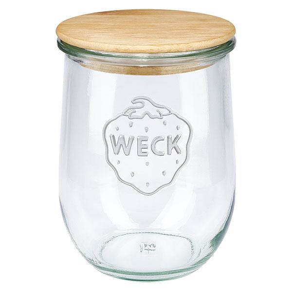 1062ml WECK RR100 vaso a tulipano con coperchio in legno