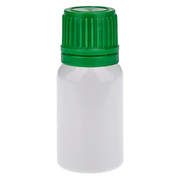 Flacone da 10 ml con tappo a vite verde da 11 mm, chiusura di sicurezza originale WhiteLine UT18/10 Flacone da 10 ml con tappo a vite verde da 11 mm, chiusura di sicurezza originale WhiteLine UT18/10