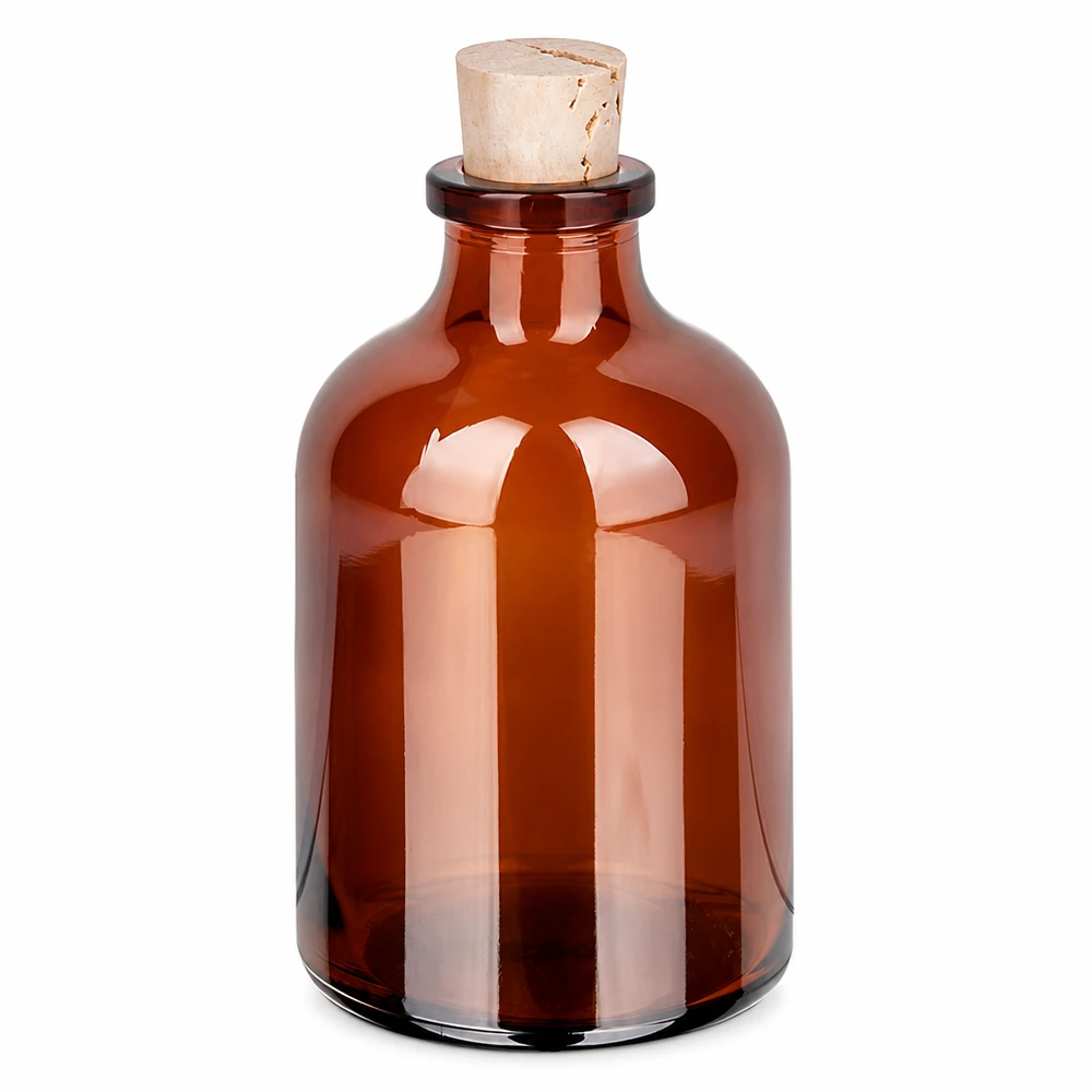 Bottiglia in vetro ambrato 50ml con tappo 11/14mm Kompakte Braunglasflasche mit Korkverschluss 50ml für Parfüm und Kosmetikprodukte