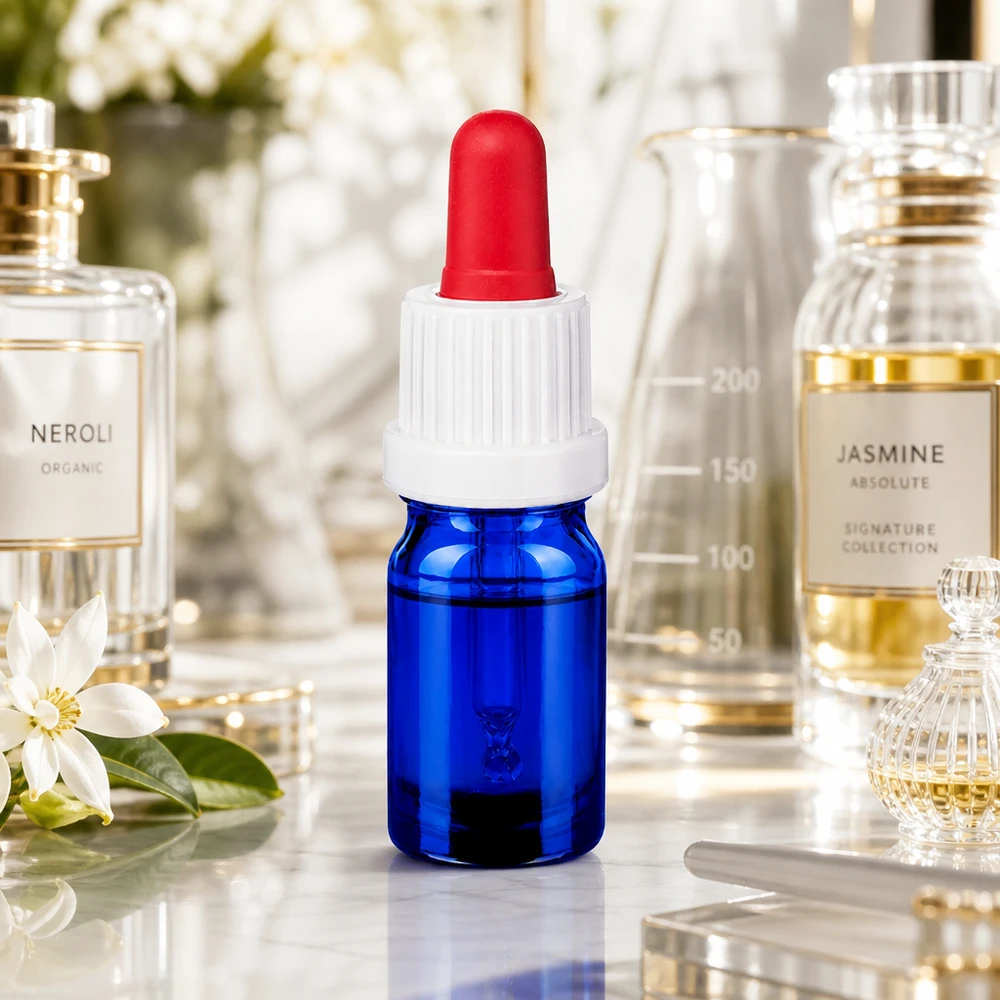 Flacone per pipette da 5 ml bianco/rosso OV BlueLine UT18/5 Pratico flacone in vetro da 5 ml con puntale rosso per dosare con precisione i principi attivi.