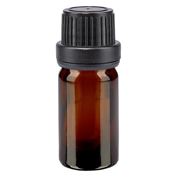 Flacone contagocce marrone da 5ml OV nero/2mm ApoGlas Flacone contagocce marrone da 5ml OV nero/2mm ApoGlas