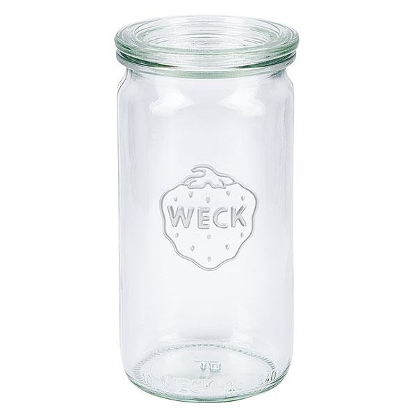Vaso cilindrico da 340 ml con coperchio in vetro WECK RR60