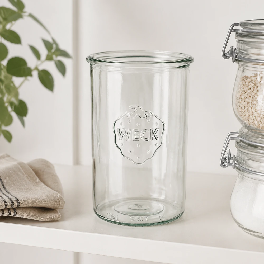 WECK 1000ml RR100 vaso in vetro trasparente con logo WECK per conservare e fare scorta in cucina