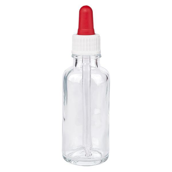Bottiglia per pipette trasparente da 30ml OV bianco/blu ApoGlas