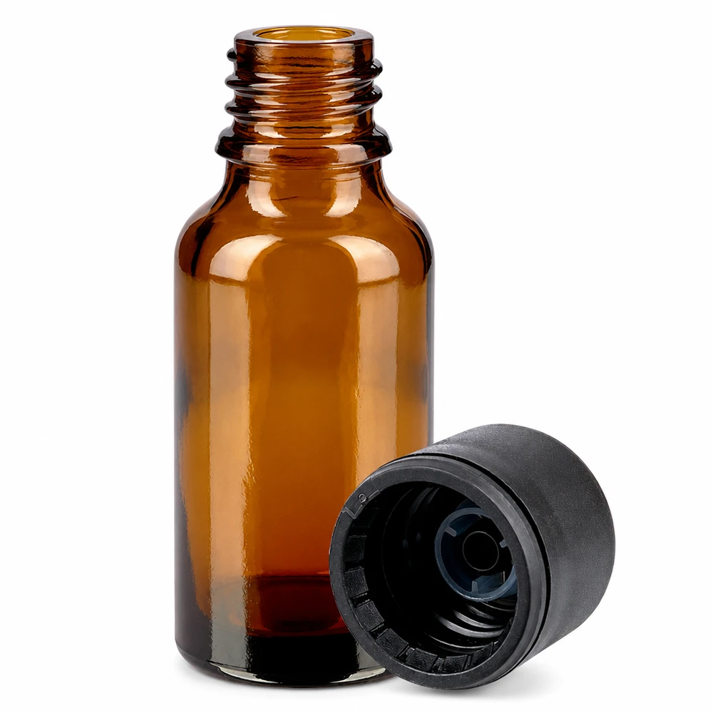 Bottiglia da 20ml 6mm SV nero STD BrownLine UT18/20 Versatile flacone in vetro ambrato da 20 ml con filo per cosmetici fai da te e rimedi naturali