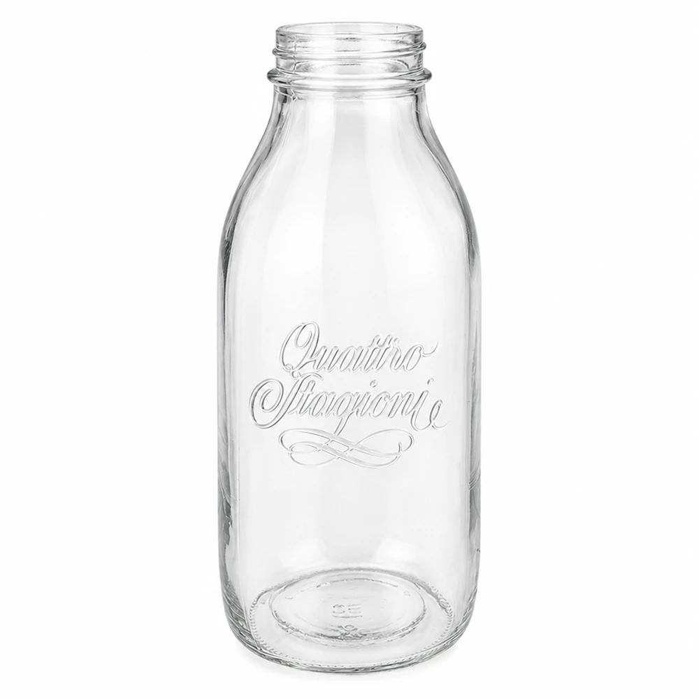 Bottiglia a collo largo "Quattro Stagioni" da 1000 ml Bormioli Rocco Quattro Stagioni 1000ml bottiglia in vetro a collo largo con logo in rilievo trasparente vuota