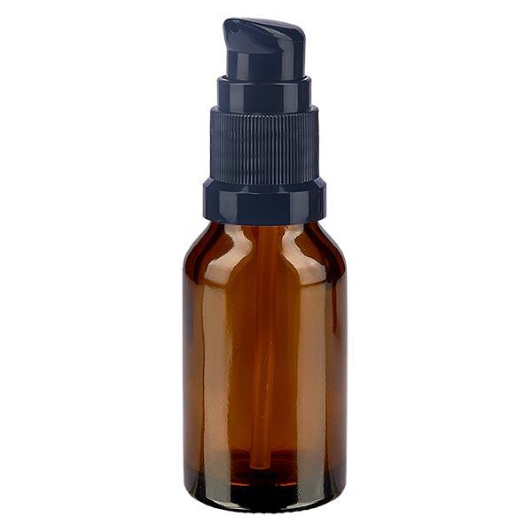 Flacone farmacia marrone 15ml tappo a pompa nero pc