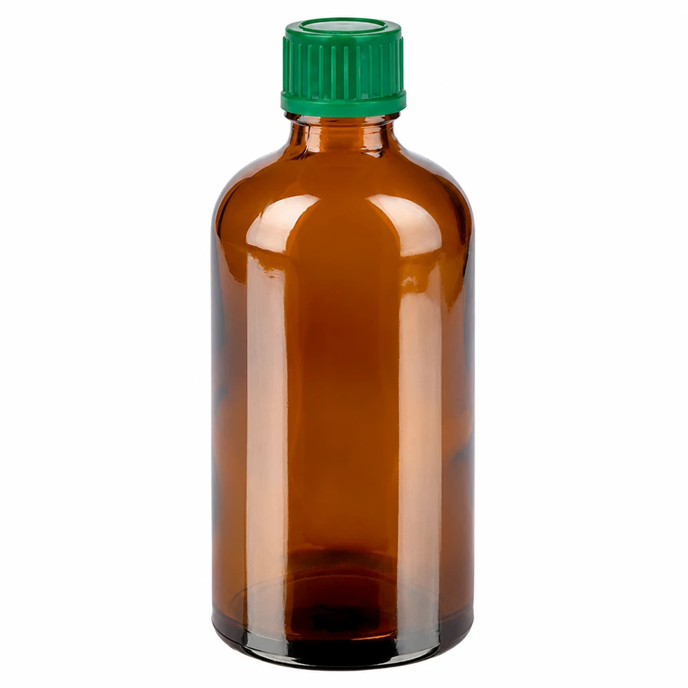 Bottiglia da 100 ml 11 mm SV verde STD BrownLine UT18/100 Flacone farmaceutico in vetro ambrato da 100 ml con tappo a vite standard